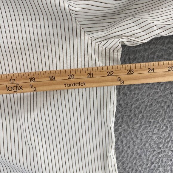 Chicos Shirt Womens 3 US Extra Large White Striped Button Up Collar Long Sleeves - Picture 7 of 9